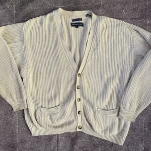 Men's Vintage 90's Siegfried Off White Cotton Button Up Cardigan Sweater Sz XL